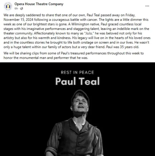 Paul Teal NC Death & Obituary: Wilmington Beloved One Tree Hill Actor Passes Away After Cancer Battle