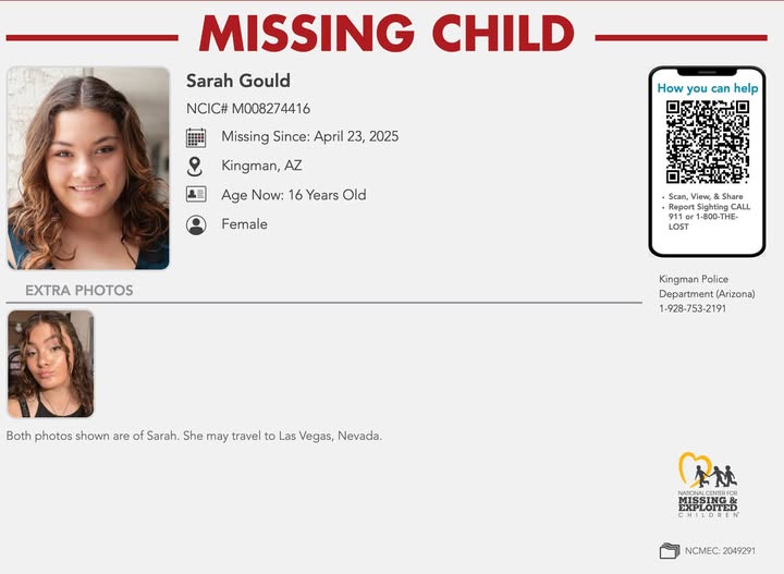 Sarah Gould Missing: Kingman, AZ Teen Last Seen on April 23, 2025