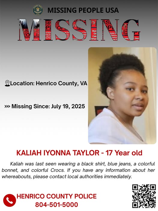 URGENT: Have You Seen Kaliah Iyonna Taylor? Missing Teen from Henrico County, Virginia
